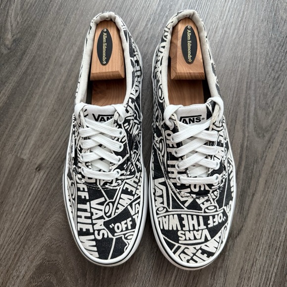 Vans Sneakers Mens 9 Black White All Over Print Lace Up Canvas Slip Resistant - Picture 6 of 9
